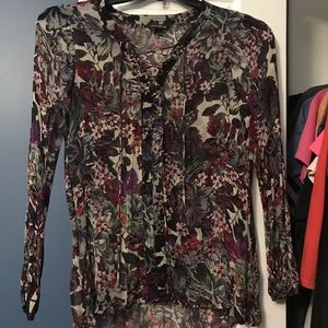 Lucky Brand Floral Sheer Long Sleeve Top